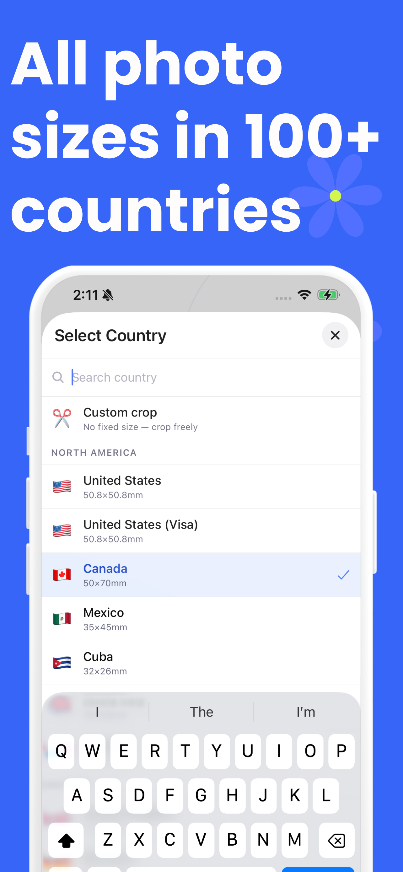 More than 80 country and visa formats built in.